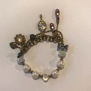 Betsey Johnson Gold and Purple Charm Bracelet